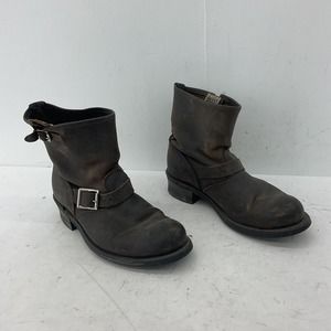 VTG FRYE Brown Biker Boots Men's Size 10 Leather